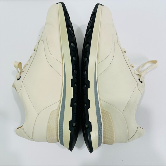 HUGO BOSS MENS BURNISH ITALIAN LEATHER SIZE 8 CREAM LOW TOP TRAINERS SNEAKERS - Picture 11 of 13